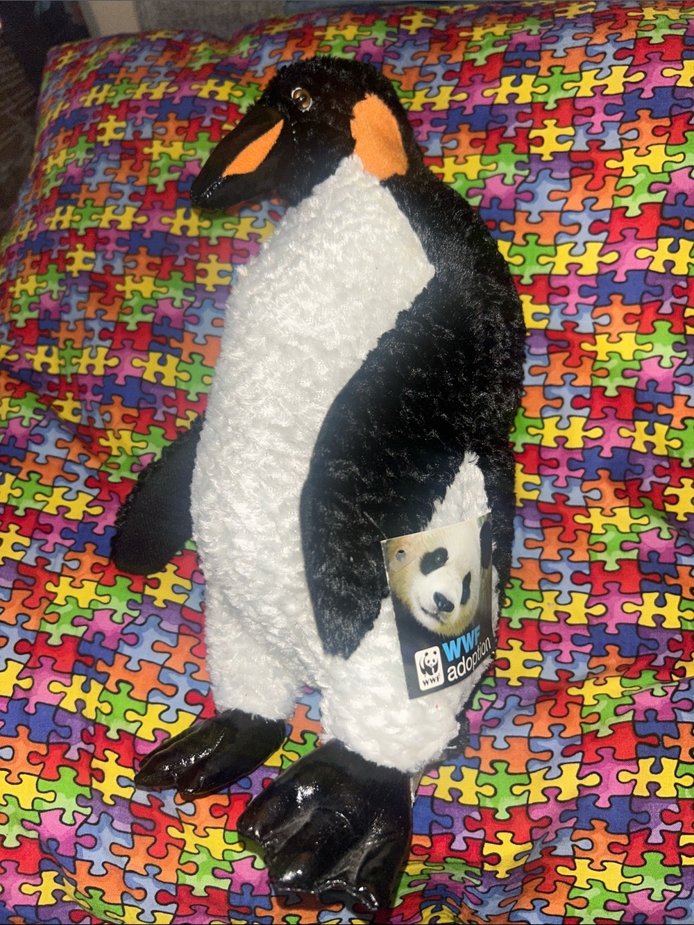 WWF Plush Penguin Stuffed Animal - Black & White with Orange Accents